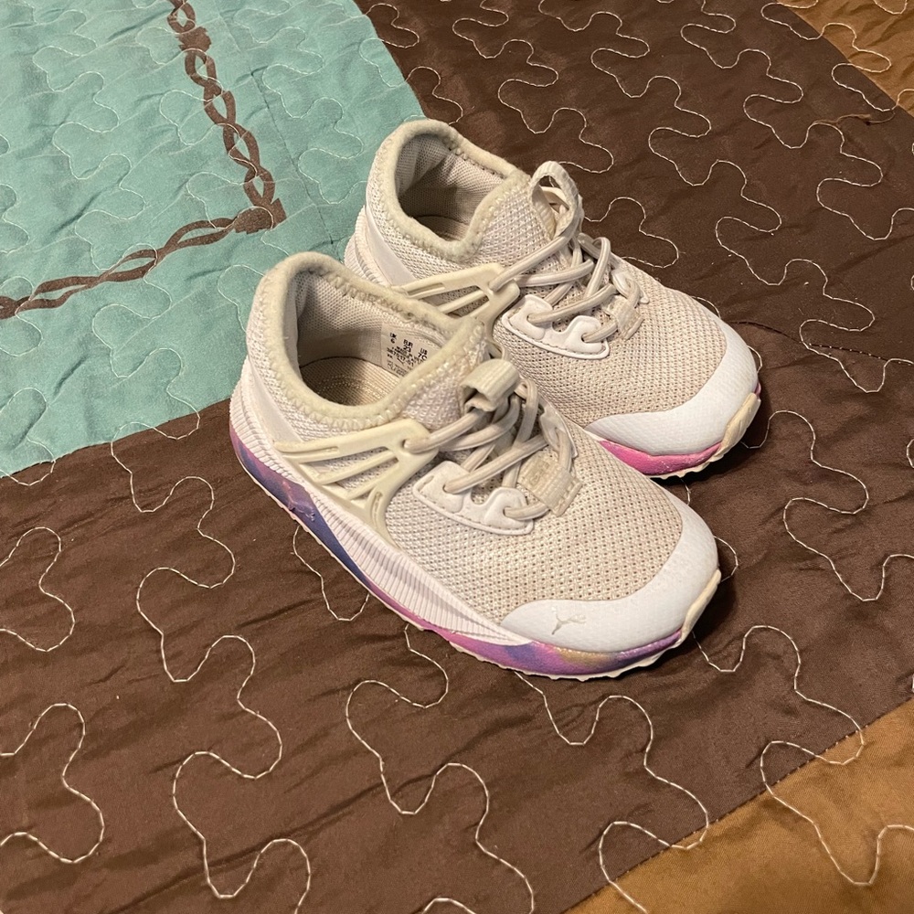 Puma Kids Cream and Pink Sneakers